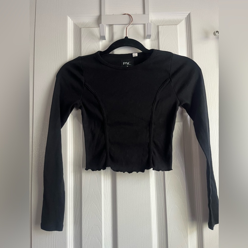 PAC Sun Cropped Black Long Sleeve Top XS